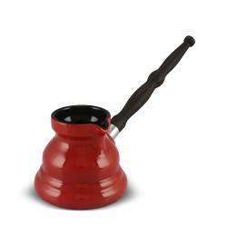 Keramikas kafijas turka katliņš turku kafijai cezva ibrik kafijas kanniņa "Vintage" ar noņemamu koka rokturis, tilpums 300 ml, sarkanā krāsa 